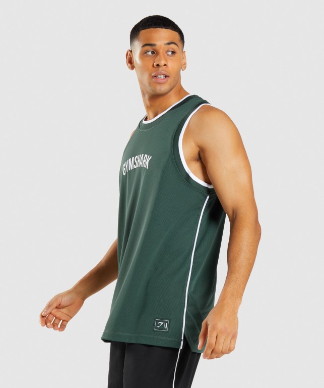 Camiseta Tirantes Gymshark Recess Basketball Obsidian Verde Blancas | ZGuZWkAgpkX