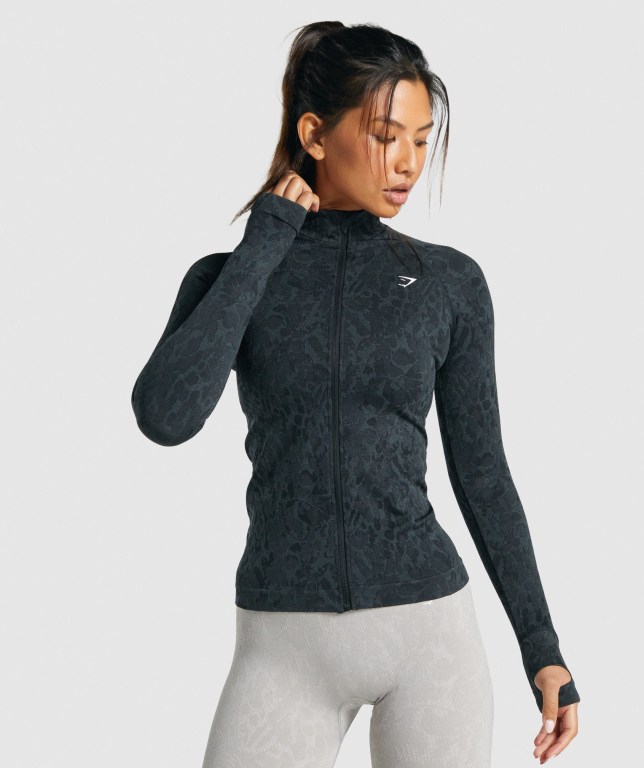 Chaquetas Gymshark Adapt Animal Seamless Zip Up Negras | jJcKfHeByE6