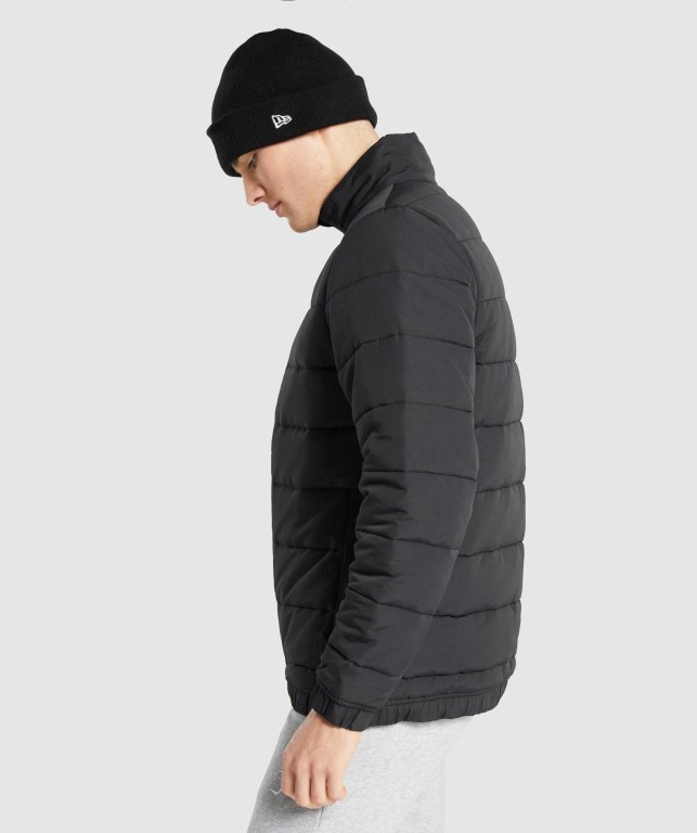 Chaquetas Gymshark Crest Puffer Jacket Negras | HfOfsPOUXdv