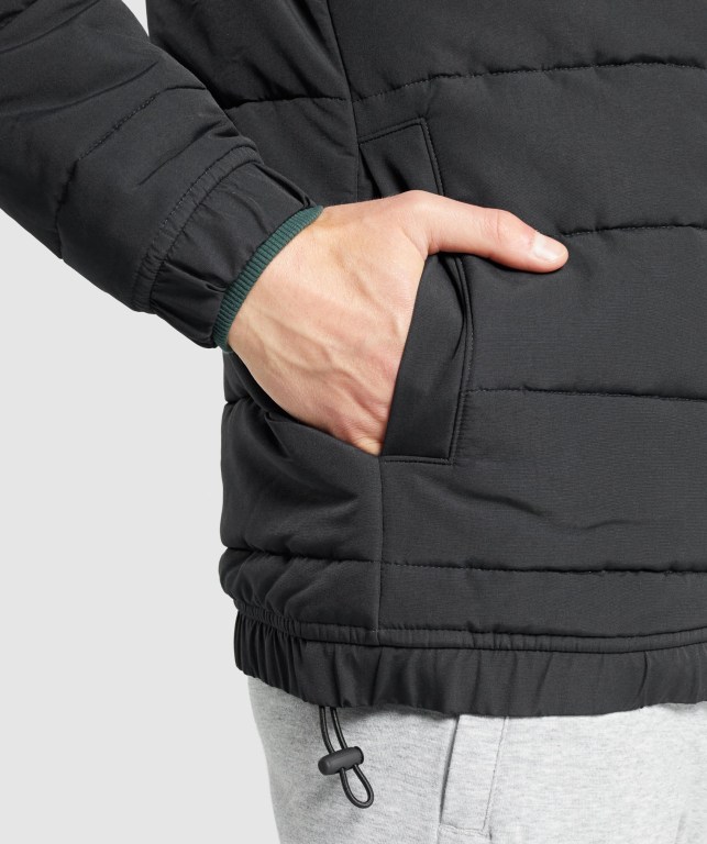 Chaquetas Gymshark Crest Puffer Jacket Negras | HfOfsPOUXdv