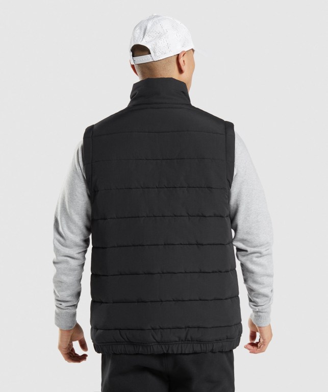 Chaquetas Gymshark Crest Puffer Vest Negras | 5dfsOReEftE