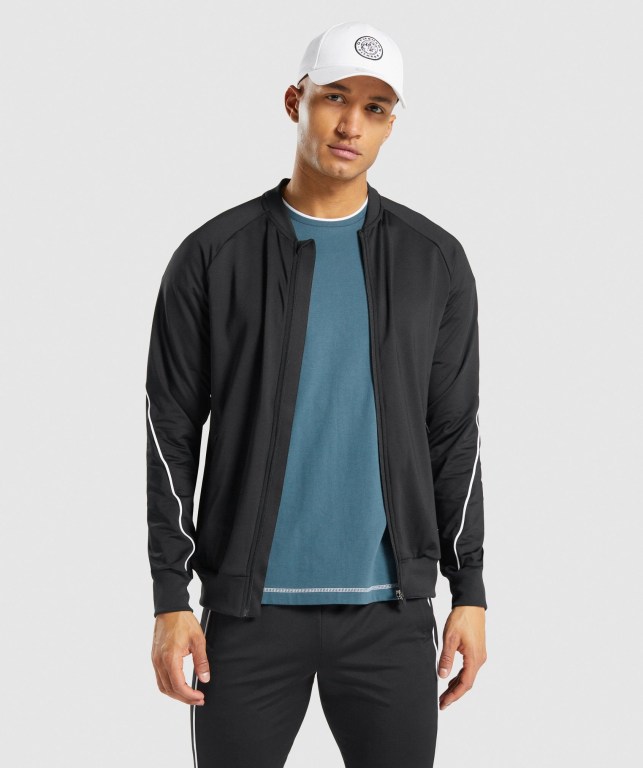 Chaquetas Gymshark Recess Full Zip Pista Jacket Negras | TXrtBDhqUy1