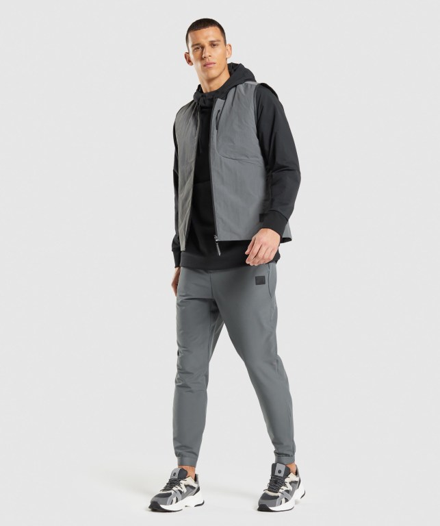 Chaquetas Gymshark Retake Reversible Vest Gris Negras | 7sjB4JL4yIY