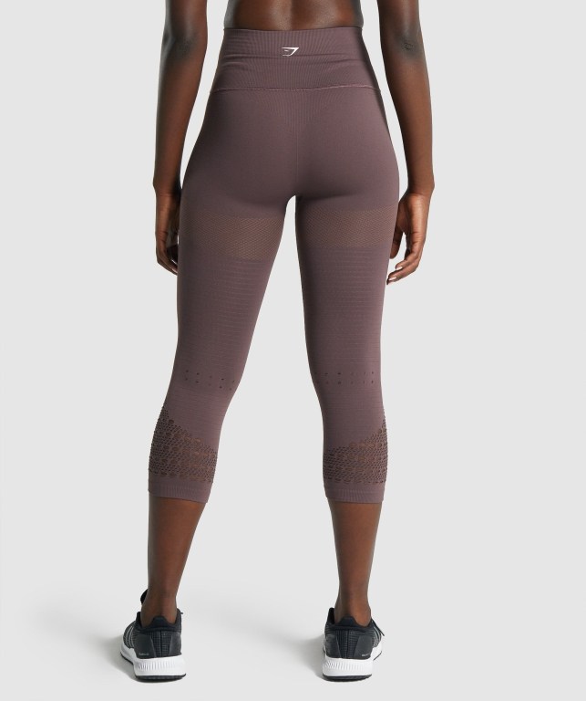 Leggins Gymshark Energy Seamless Cropped Marrones | flgX9RywRWm