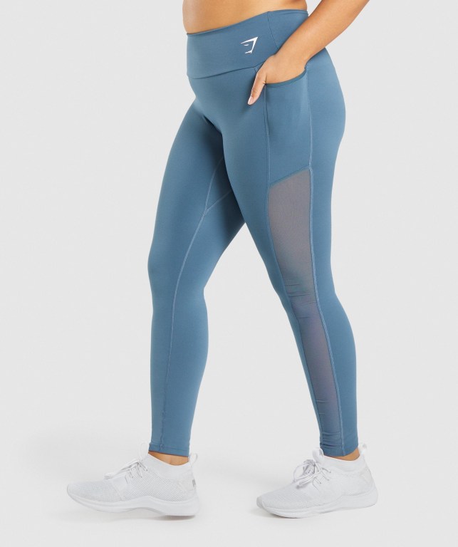 Leggins Gymshark Entrenamiento Mesh Pocket Turquesa | NJ1XsRr1xQe