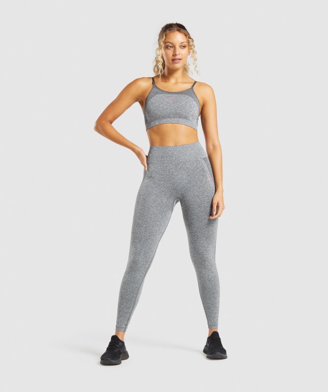 Leggins Gymshark Flex Gris Rosas | cvbFmTQ8tFN