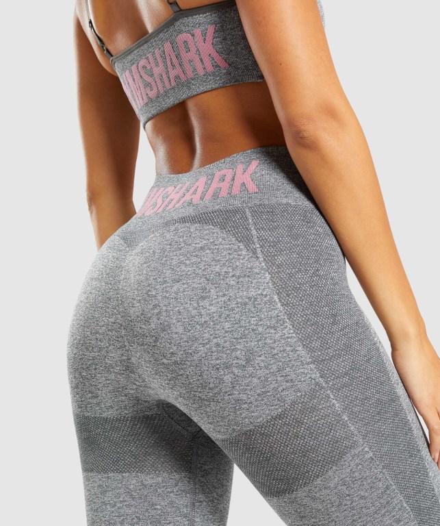 Leggins Gymshark Flex Gris Rosas | cvbFmTQ8tFN