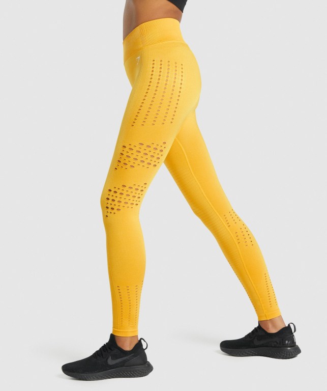 Leggins Gymshark Glow Seamless Tights Amarillo | pa6FwTfpGBj