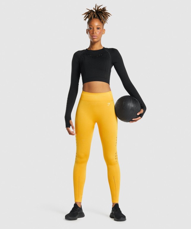 Leggins Gymshark Glow Seamless Tights Amarillo | pa6FwTfpGBj