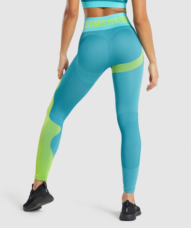 Leggins Gymshark WTFlex Seamless Azules | ia5b1NnXiyR