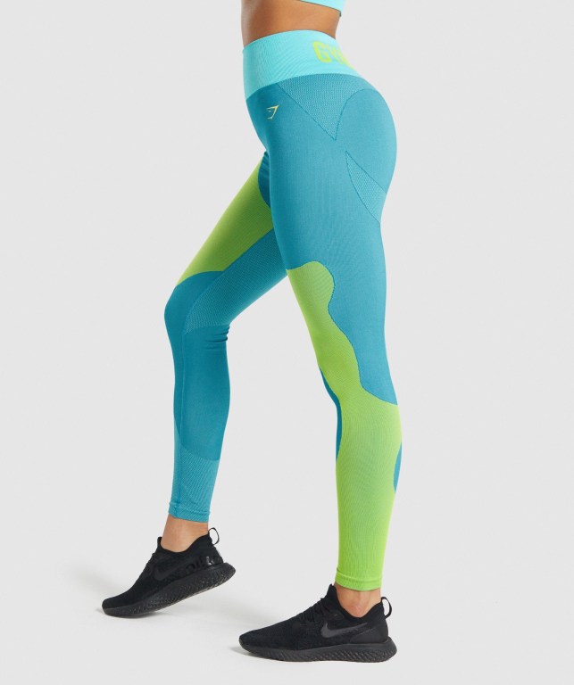 Leggins Gymshark WTFlex Seamless Azules | ia5b1NnXiyR