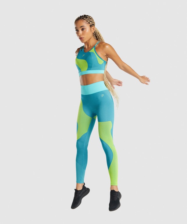 Leggins Gymshark WTFlex Seamless Azules | ia5b1NnXiyR