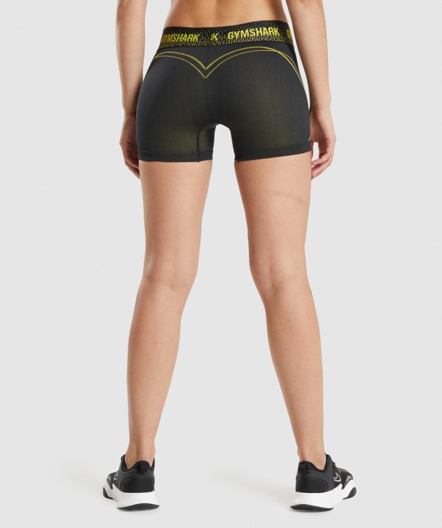 Pantalones Cortos Gymshark Apex Seamless Low Rise Negras Amarillo | dNUX7TstyIu