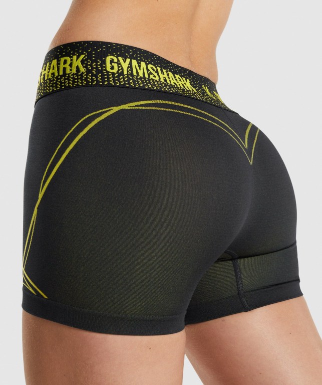 Pantalones Cortos Gymshark Apex Seamless Low Rise Negras Amarillo | dNUX7TstyIu