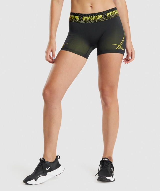 Pantalones Cortos Gymshark Apex Seamless Low Rise Negras Amarillo | dNUX7TstyIu