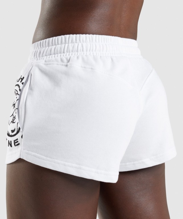 Pantalones Cortos Gymshark Legacy Graphic Blancas | 5lrEBwOdnfR