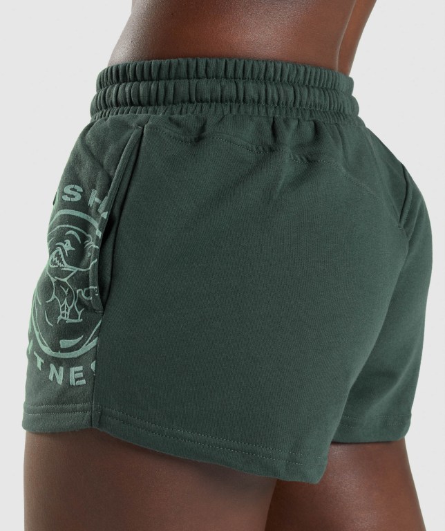 Pantalones Cortos Gymshark Legacy Graphic Verde Oscuro | KydwLrpQLhS