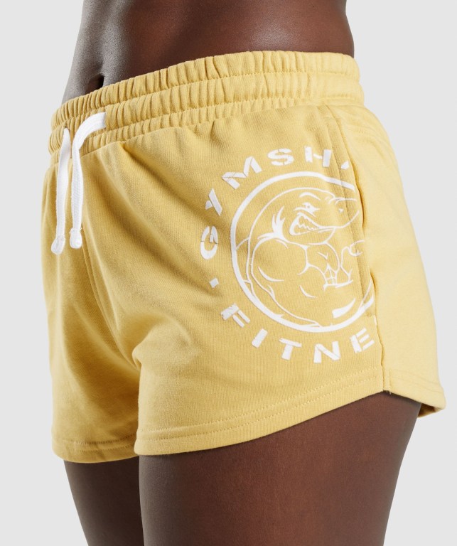 Pantalones Cortos Gymshark Legacy Graphic Amarillo | UiCspp8GJ6V