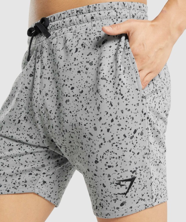 Pantalones Cortos Gymshark Micro Print Gris | itkj4ExBJRW