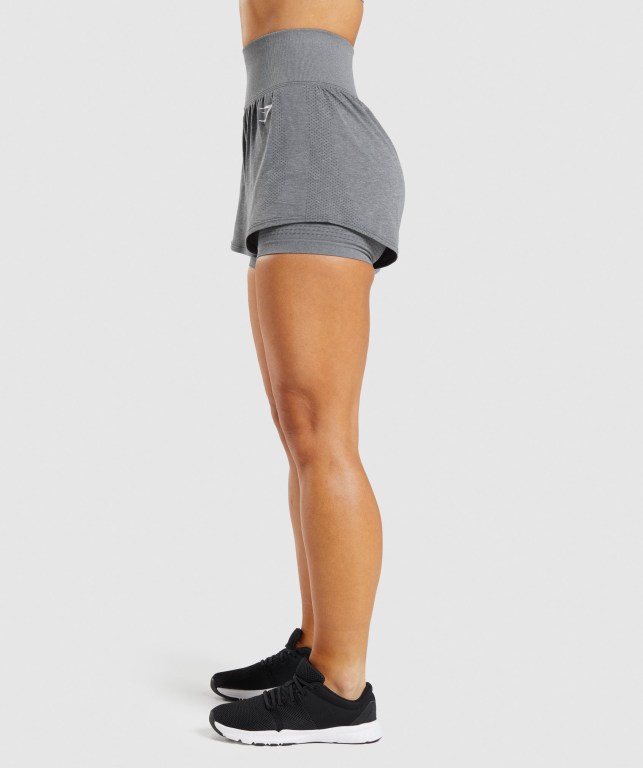 Pantalones Cortos Gymshark Vital Seamless 2.0 2-in-1 Gris | a41WzUGjnru