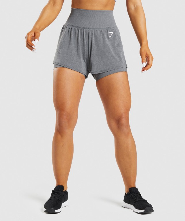 Pantalones Cortos Gymshark Vital Seamless 2.0 2-in-1 Gris | a41WzUGjnru