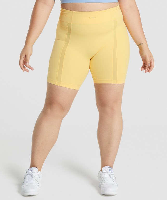 Pantalones Cortos Gymshark Whitney Mesh Amarillo | pTVKmd1BeeQ