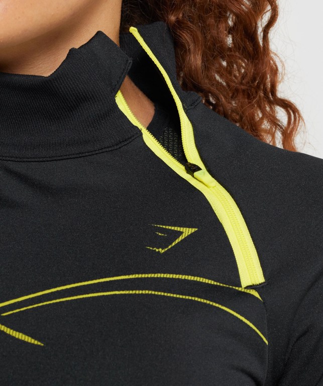 Pullover Gymshark Apex Seamless 1/4 Zip Negras Amarillo | YGZYBCKnKdU