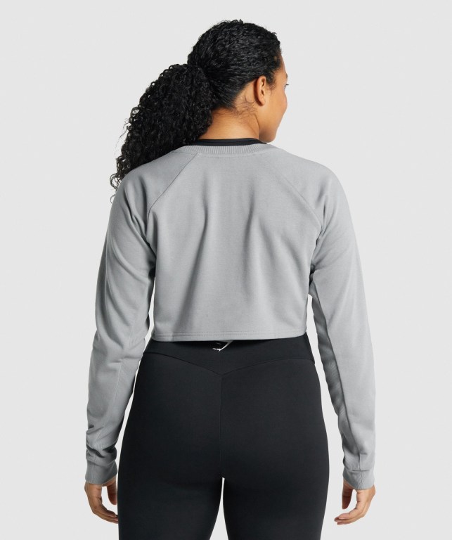 Pullover Gymshark Apollo Graphic Cropped Sueter Gris | EFCqEc4ilTV