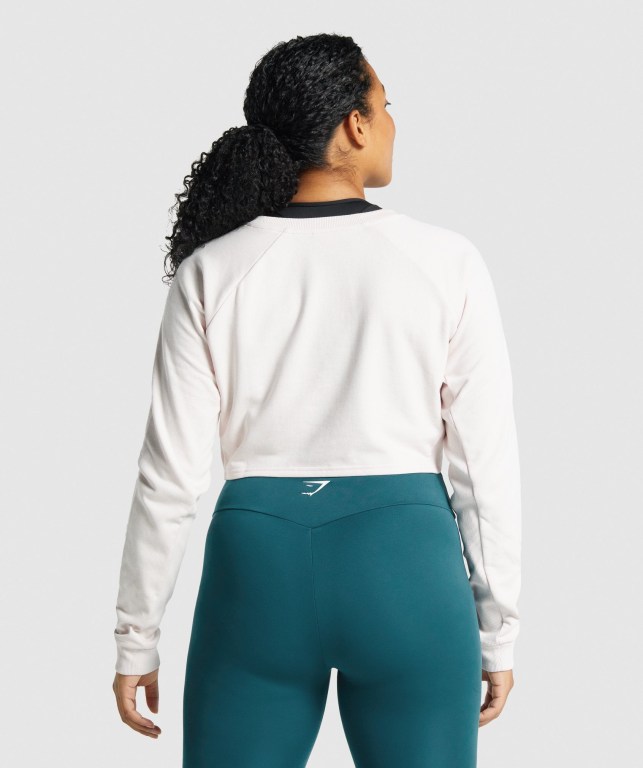 Pullover Gymshark Apollo Graphic Cropped Sueter Creme | iZLu6GrUt7f