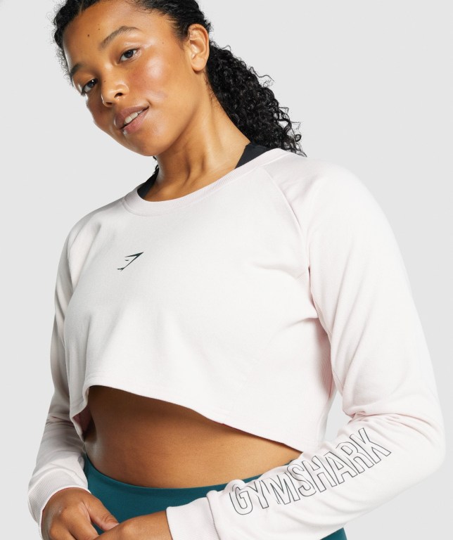 Pullover Gymshark Apollo Graphic Cropped Sueter Creme | iZLu6GrUt7f