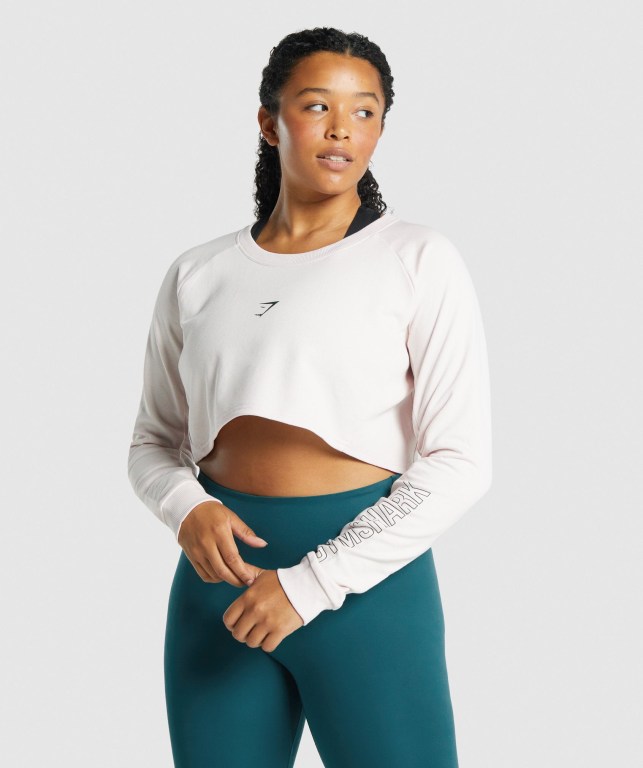 Pullover Gymshark Apollo Graphic Cropped Sueter Creme | iZLu6GrUt7f