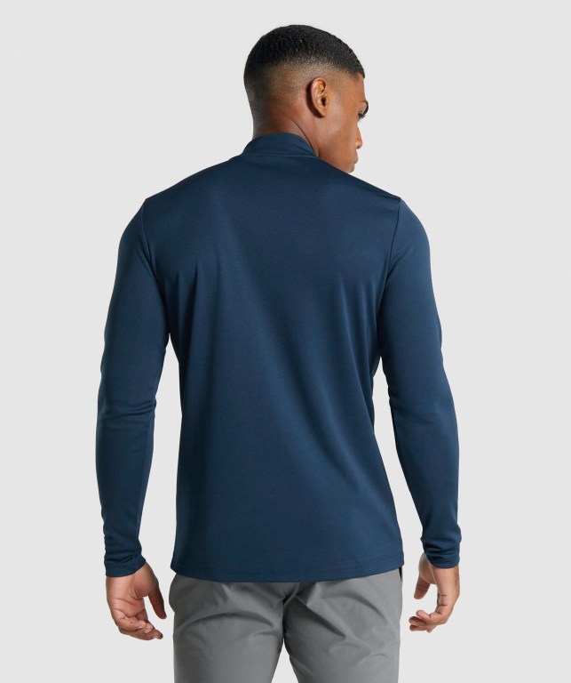 Pullover Gymshark Arrival 1/4 Zip Azul Marino | DNHCW2tmaXb