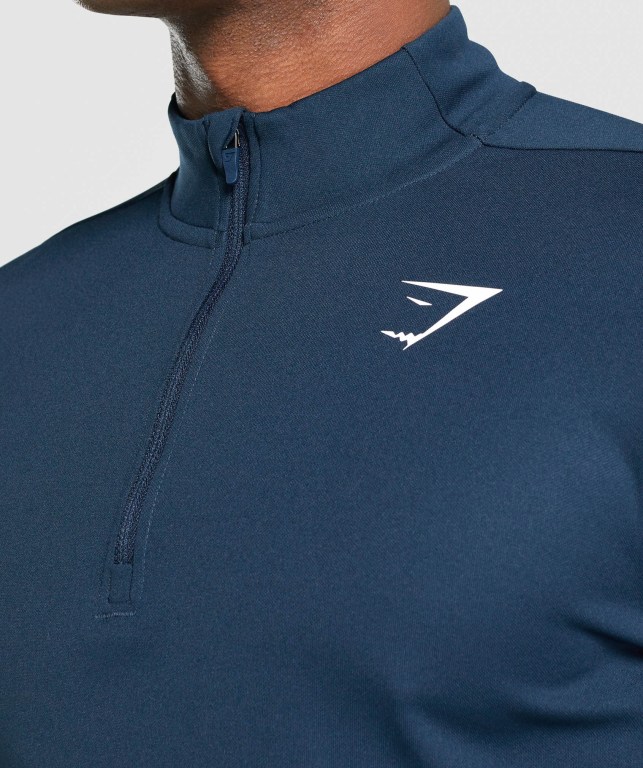 Pullover Gymshark Arrival 1/4 Zip Azul Marino | DNHCW2tmaXb