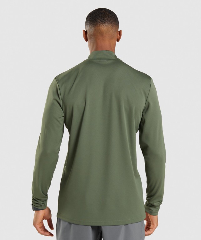 Pullover Gymshark Arrival 1/4 Zip Verde Oliva | IZdfNb964p8