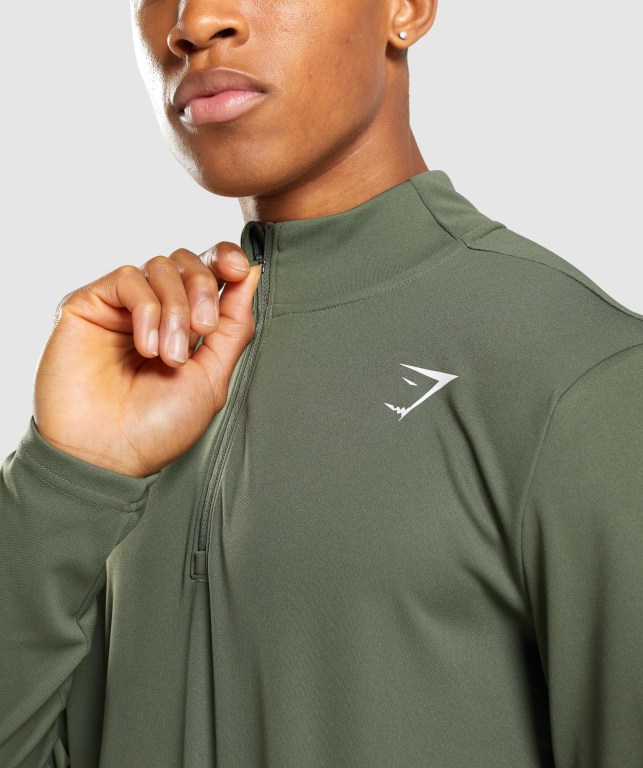 Pullover Gymshark Arrival 1/4 Zip Verde Oliva | IZdfNb964p8