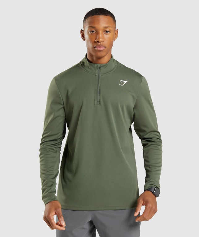 Pullover Gymshark Arrival 1/4 Zip Verde Oliva | IZdfNb964p8