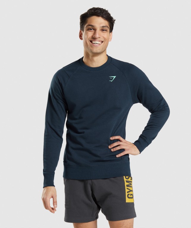 Pullover Gymshark Bold Crew Azul Marino | kLpIxetsF42