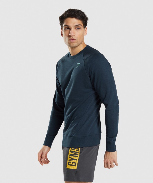 Pullover Gymshark Bold Crew Azul Marino | kLpIxetsF42