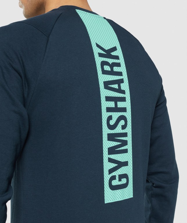 Pullover Gymshark Bold Crew Azul Marino | kLpIxetsF42