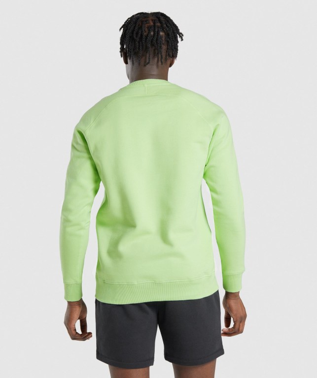 Pullover Gymshark Crest Sweatshirt Verde | 2CyycHuxIWH