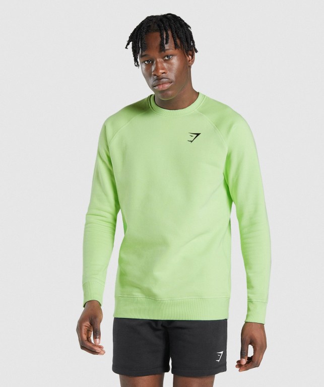 Pullover Gymshark Crest Sweatshirt Verde | 2CyycHuxIWH