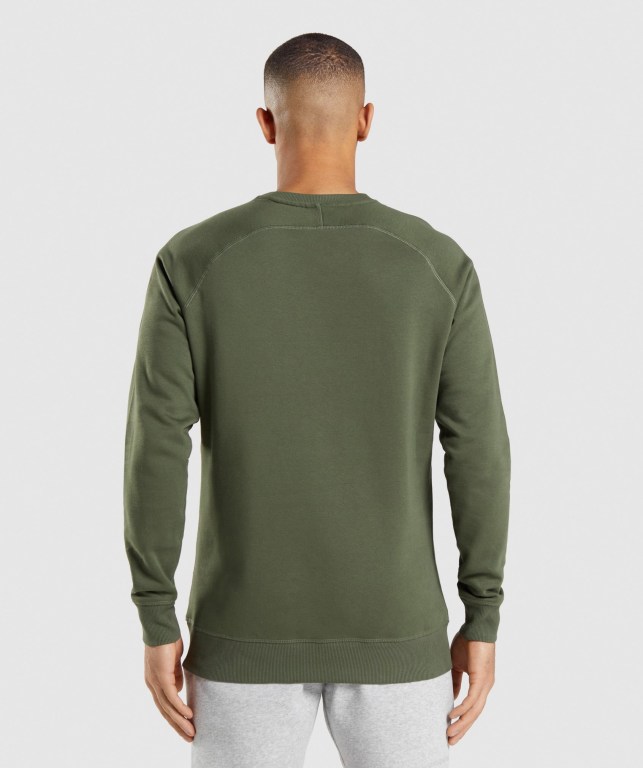 Pullover Gymshark Crest Sweatshirt Verde Oliva | lIzkCeS3Vyk