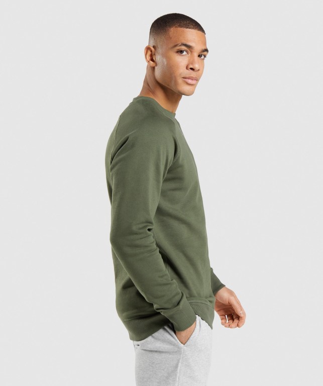 Pullover Gymshark Crest Sweatshirt Verde Oliva | lIzkCeS3Vyk