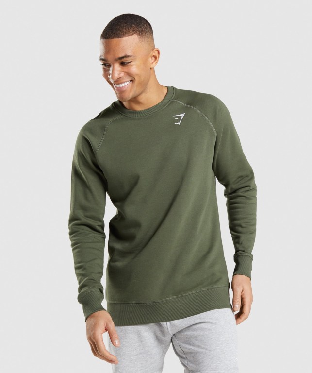 Pullover Gymshark Crest Sweatshirt Verde Oliva | lIzkCeS3Vyk