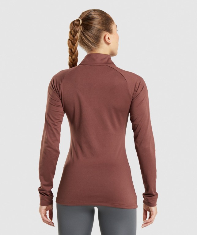 Pullover Gymshark Entrenamiento 1/4 Zip Rosas Marrones | DwCRH6MJp6j