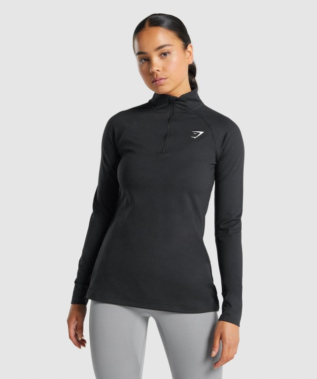 Pullover Gymshark Entrenamiento 1/4 Zip Negras | Ed6dGyU6L3F