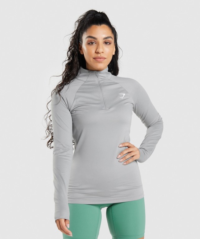 Pullover Gymshark Entrenamiento 1/4 Zip Gris | tBKxieU6WfR