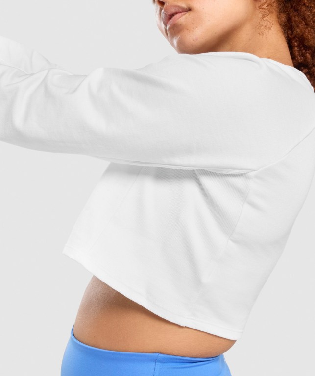 Pullover Gymshark Entrenamiento Cropped Sueter Blancas | 4LfjrdhYSDG