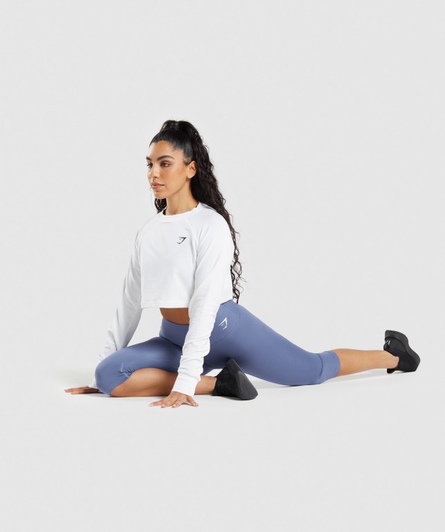 Pullover Gymshark Entrenamiento Cropped Sueter Blancas | KMwKryZibnm