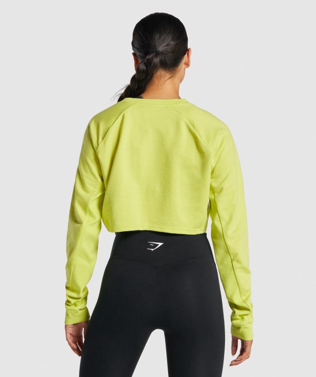 Pullover Gymshark Entrenamiento Cropped Sueter Amarillo | PPMFpQuCOB4